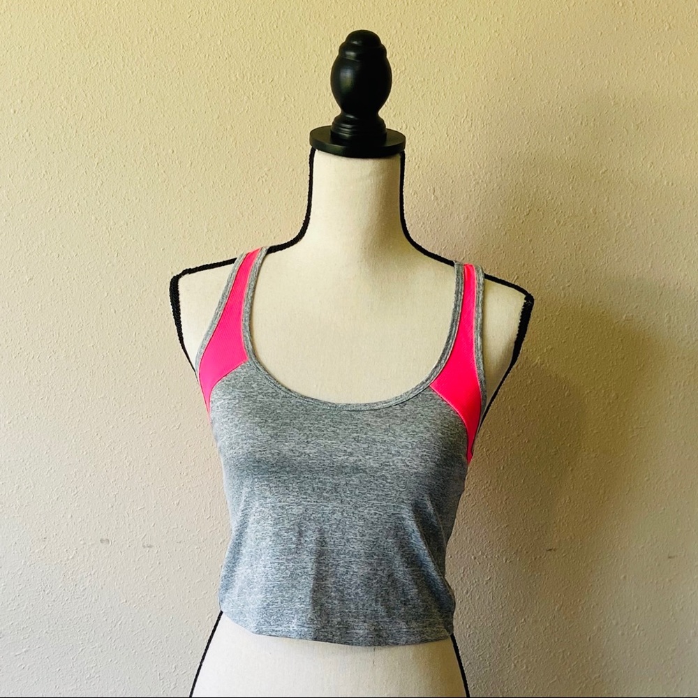 AVIVA Pink and Grey Sports cropped tank top